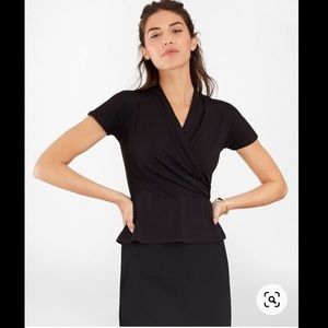 • Brooks Brothers • Jersey Wrap Top in Black - Size Large